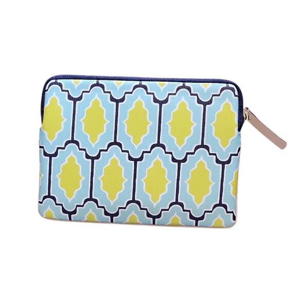 Kate Spade Geometric Blue and Yellow Tablet Holder / Zippered pouch - Picture 2 of 11
